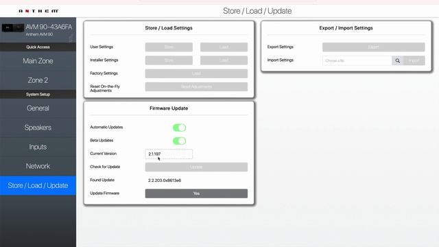 Firmware Update Procedure – Anthem MRX 540 8k / MRX 740 8k / MRX 1140 8k / AVM 70 8k / AVM 90 8k