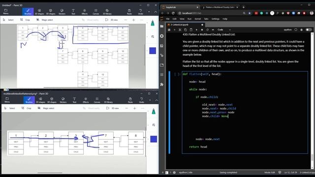 LeetCode 430. Flatten a Multilevel Doubly Linked List - Python Explained смотреть онлайн