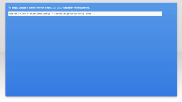 Subtract time from datetime.time object смотреть онлайн