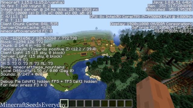 Minecraft 1.15.2 Seed 348: Three villages on three different biomes stand close [JAVA] смотреть онлайн