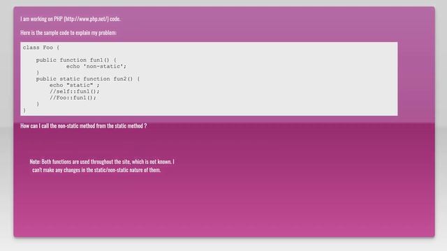 How to call non-static method from static method of same class? смотреть онлайн