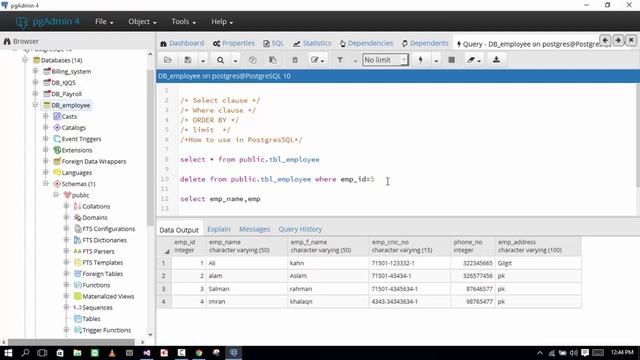How to use Select || where || limit || orderBY clause in PostgreSQL. смотреть онлайн