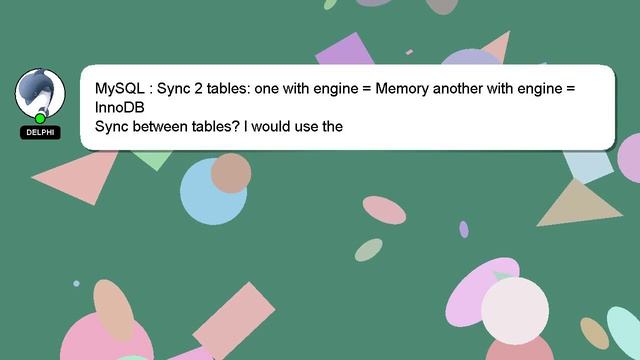MySQL : Sync 2 tables: one with engine = Memory another with engine = InnoDB смотреть онлайн