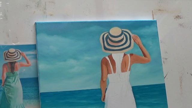 Как нарисовать девушку. Романтическая картина маслом, девушка в полный рост маслом. Девушка спиной смотреть онлайн