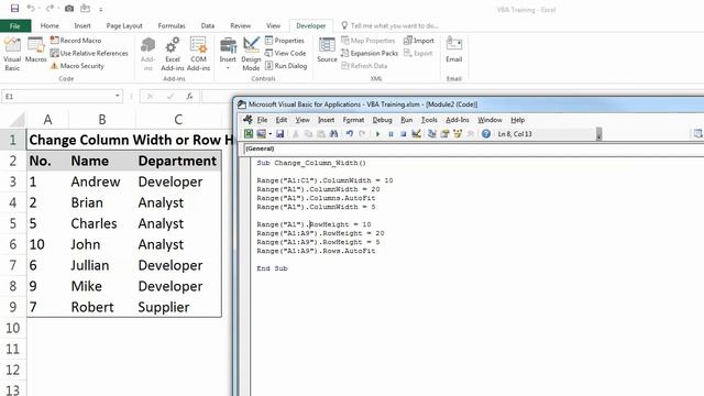 32. VBA Macro Code to Change Row Height or Column Width смотреть онлайн