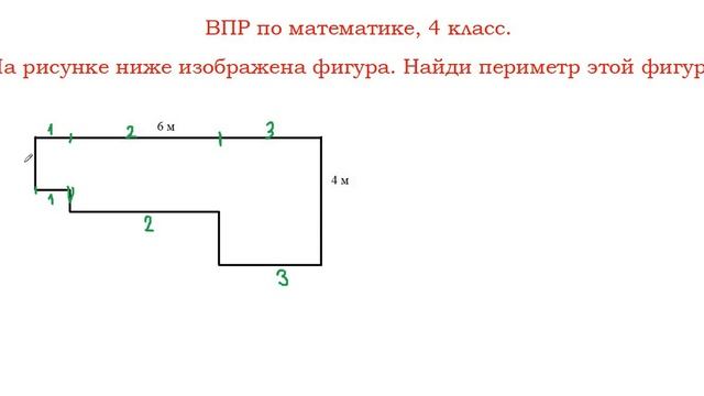 Как найти периметр фигуры по рисунку. ВПР по математике, 4 класс. смотреть онлайн