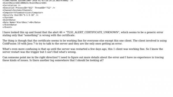 DevOps & SysAdmins: Windows server 2008 R2 Schannel error 36887 fatal alert 46