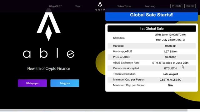 ABLE Project Детали ICO смотреть онлайн