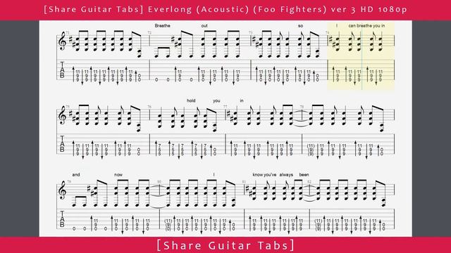 [Share Guitar Tabs] Everlong (Foo Fighters) Acoustic Guitar ver 3 HD 1080p смотреть онлайн