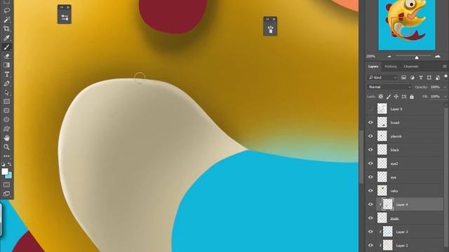 Рисование мультяшного персонажа. Рыбка. Курс современной иллюстрации #14. смотреть онлайн