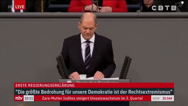 Первое официальное выступление канцлера Германии Олафа Шольца. В Германии любят мигрантов из Азии смотреть онлайн