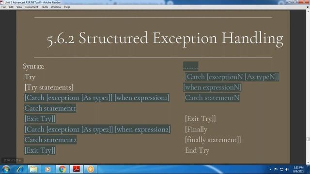 ASP.NET Lecture 36 (2) - Exception Handling | Unstructured | Structured | Theory | Example | Hindi смотреть онлайн