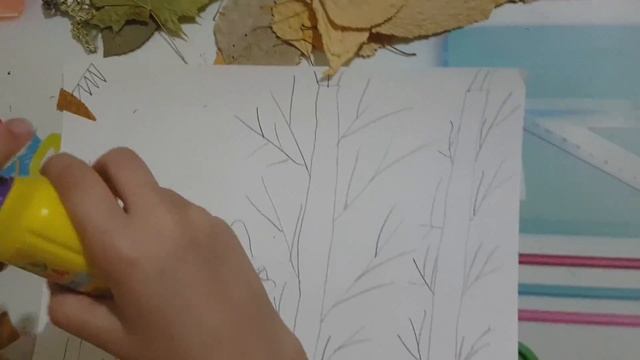 Осенняя аппликация из листьев. смотреть онлайн