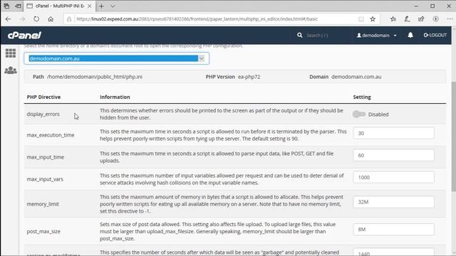 Changing PHP settings in cPanel смотреть онлайн