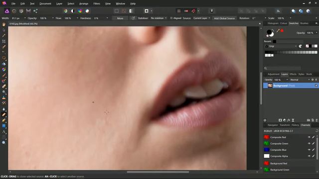 Affinity Photo - remove clumps, blemishes and spots with the healing brush tool смотреть онлайн