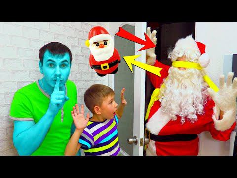 САНТА Стал Игрушкой СКВИШИ? Папа, Рома и Хелпик Спасают САНТУ от НЯНИ Гринча! смотреть онлайн