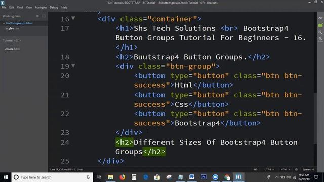 Bootstrap4 Tutorial For Beginners - 16 | Bootstrap4 Button Groups Tutorial | Button Groups смотреть онлайн
