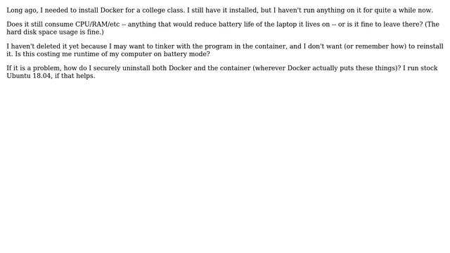 Resource usage of docker with no containers running? смотреть онлайн