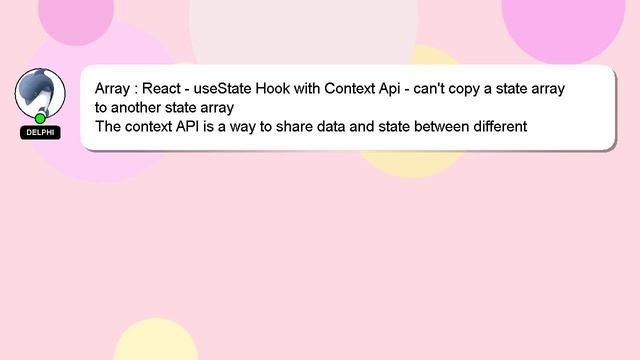 Array : React - useState Hook with Context Api - can't copy a state array to another state array смотреть онлайн