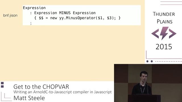 Matt Steele - Get to the CHOPVAR: Writing an ArnoldC-to-JS Compiler [ThunderPlains 2015] смотреть онлайн