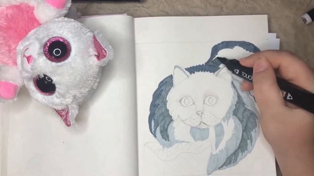 Как нарисовать кошку, простой способ. Маркеры. Уроки рисования. смотреть онлайн