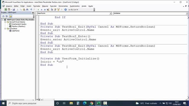 EFEITO PLACEHOLDER em TEXTBOX EXCEL VBA - INSTRUÇÃO DENTRO do CAMPO смотреть онлайн