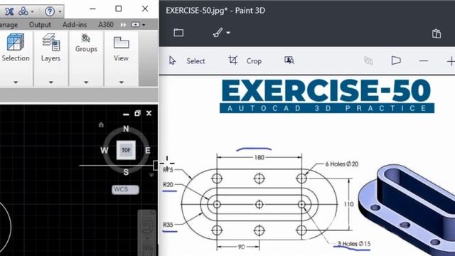 AutoCAD 3D Practice Exercise 50 | Mechanical Exercise 50 | Autocad 3D Example Tutorial 50 | 3D mode смотреть онлайн