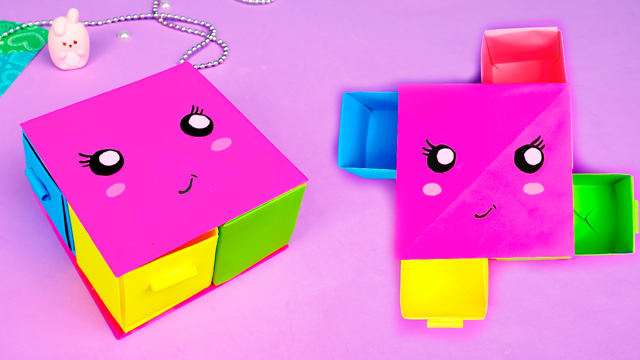 Кавайная оригами коробочка для канцелярии Лайфхаки для школы смотреть онлайн
