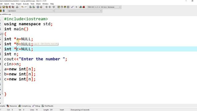 Addition of two arrays in C++ || sum of two 1-D arrays into a third array || 1-D array смотреть онлайн