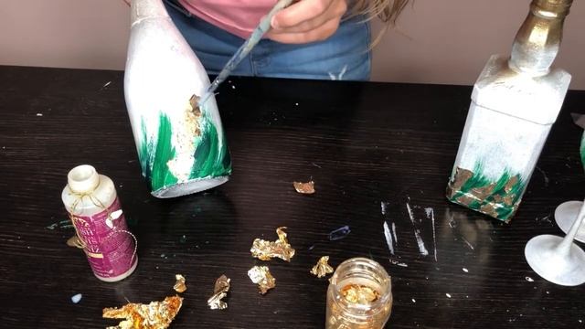 Декор свадебных аксессуаров. Бутылок, бокалов, свечей. Мастер-класс