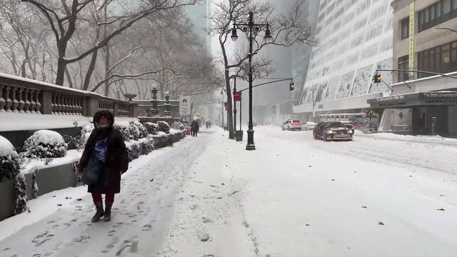 🇺🇸❄️ BIG SNOWSTORM HITS NEW YORK CITY【2022 Snow Walk】   Midtown   Central Park 🌳    Chinatown