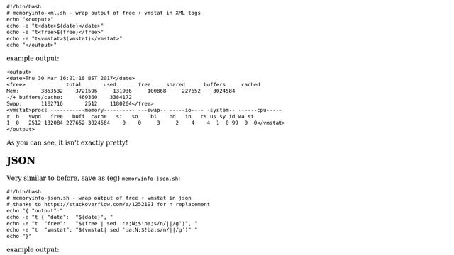 How to save in XML/JSON format all information from "free" command and "vmstat" command... смотреть онлайн