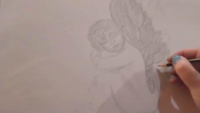 Спящий ангел. Рисунок карандашом смотреть онлайн