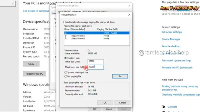 How to set a Page File Virtual Memory on Windows 10 || windows 10 page file size смотреть онлайн