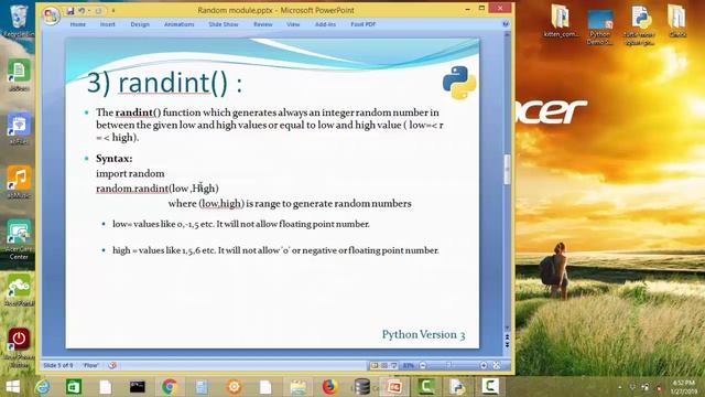 Python-Inbuilt Library Function-Random Module смотреть онлайн