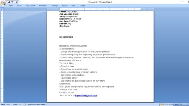 Urgent Requerment In Dubai Android Developer Experienced. смотреть онлайн