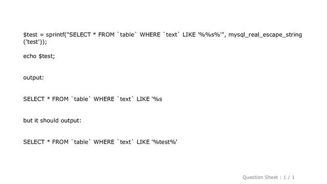 MySQL : MySQL LIKE + php sprintf смотреть онлайн