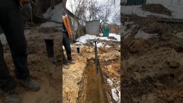 Установка трубы ПНД 32 (4м) для зимнего водопровода, утеплитель 2 слоя + греющий кабель смотреть онлайн