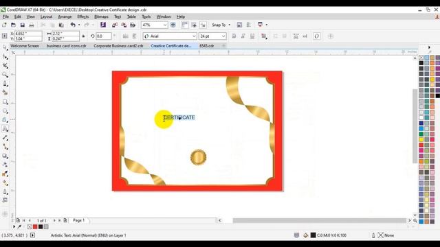 Certificate Design in corelDRAW Tutorial Gold & Red смотреть онлайн