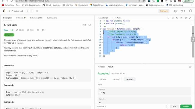 Two Sum Problem | DSA for Frontend | DSA in Javascript | LeetCode Problem 1. | DSA in Hindi смотреть онлайн