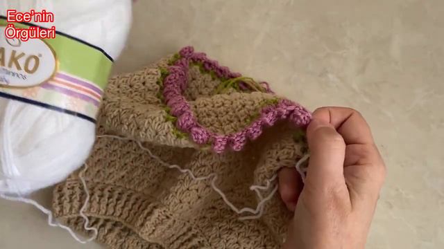 Tığ Işi Çiçekli Elbise / Bebek Örgü Elbise / 1-2 Yaş / Prenses Elbise