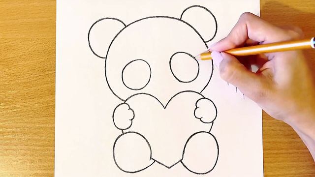 КАК ЛЕГКО НАРИСОВАТЬ ПАНДУ С СЕРДЕЧКОМ | Очень Простой Рисунок Милый Панда смотреть онлайн