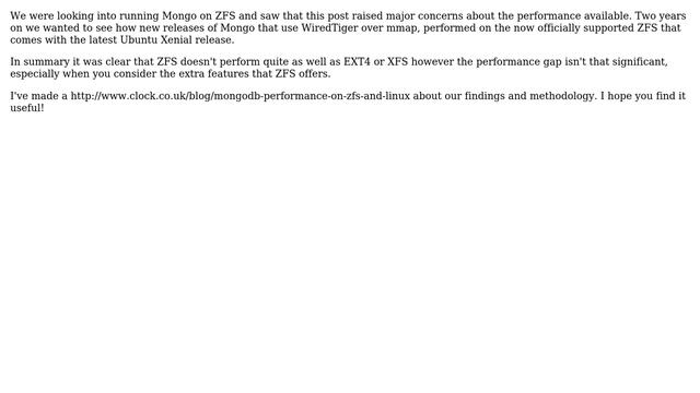 MongoDB and ZFS bad performance: disk always busy with reads while doing only writes смотреть онлайн
