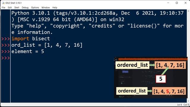 How to add an element in sorted list in Python expecting that this element is also gonna be sorted смотреть онлайн