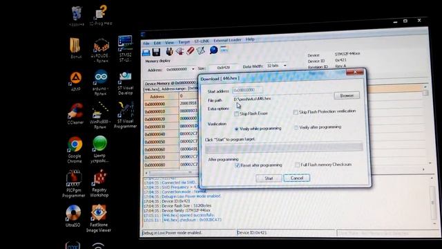 Прошивка микроконтроллера STM32 через stm-link программатор-режим SWDIO. смотреть онлайн