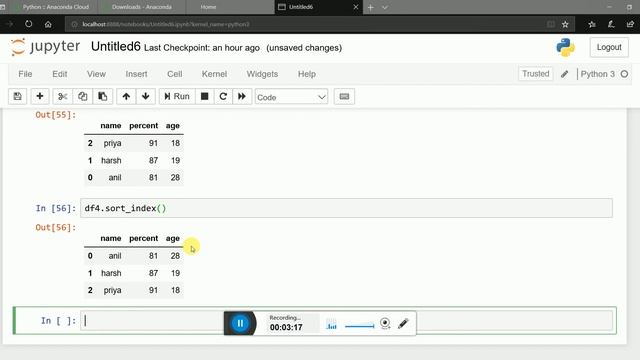 Python+Data: Sorting in DataFrame and Series in Hindi смотреть онлайн