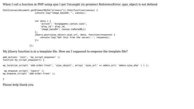 Wordpress: ajax_object is not defined when ajax calls the function смотреть онлайн