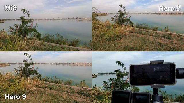 GoPro Hero 9 vs Hero 8 vs Xiaomi Mi8 & Gimbal 4k@60fps Image Stabilization смотреть онлайн