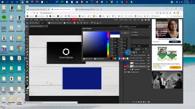 Photopea Tutorial - Double Sided Business Card Mockup смотреть онлайн