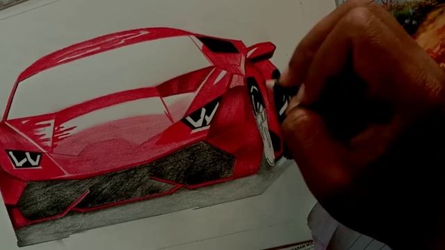 How to draw hyper realistic drawing Lamborghini car 2021 | pencil sketch, poster colour. смотреть онлайн